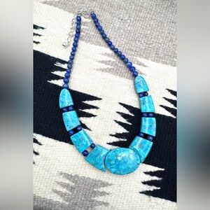 Jay King Southwest Reversible Sterling Silver Turquoise Lapis Beaded Necklace
